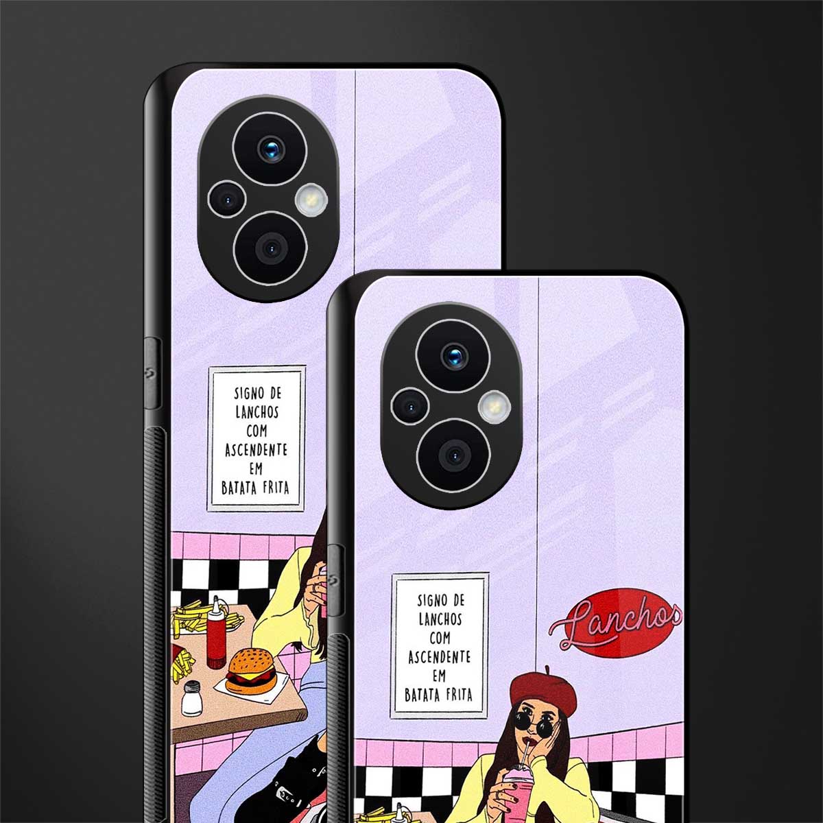 foodie diner back phone cover | glass case for oppo f21 pro 5g