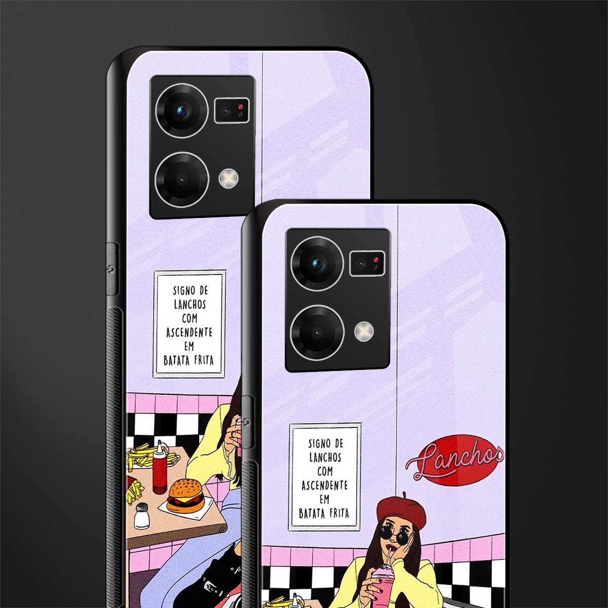 foodie diner back phone cover | glass case for oppo f21 pro 4g