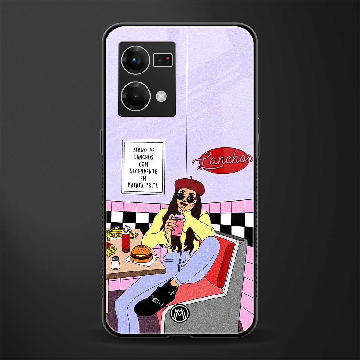 foodie diner back phone cover | glass case for oppo f21 pro 4g