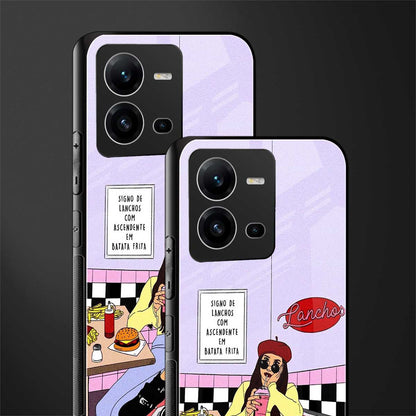 foodie diner back phone cover | glass case for vivo v25-5g