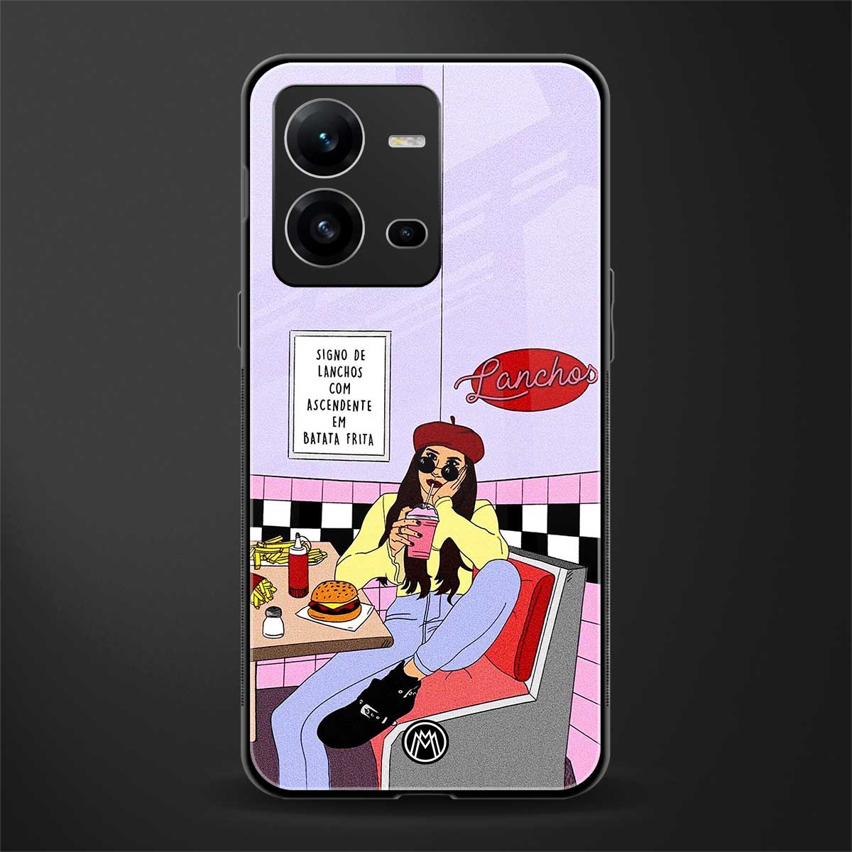 foodie diner back phone cover | glass case for vivo v25-5g