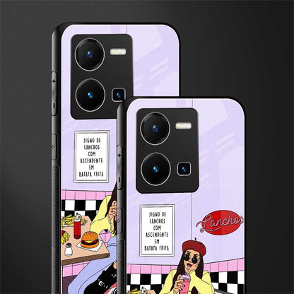 foodie diner back phone cover | glass case for vivo y35 4g