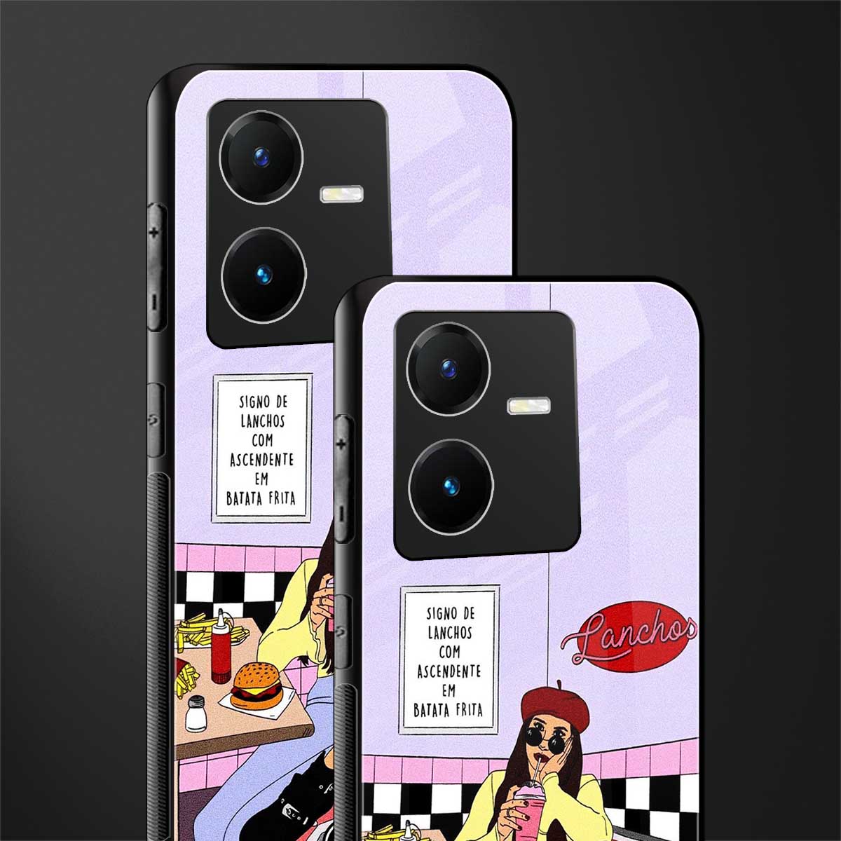 foodie diner back phone cover | glass case for vivo y22