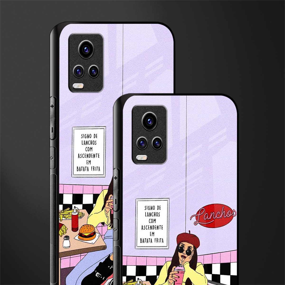 foodie diner back phone cover | glass case for vivo v21e 4g