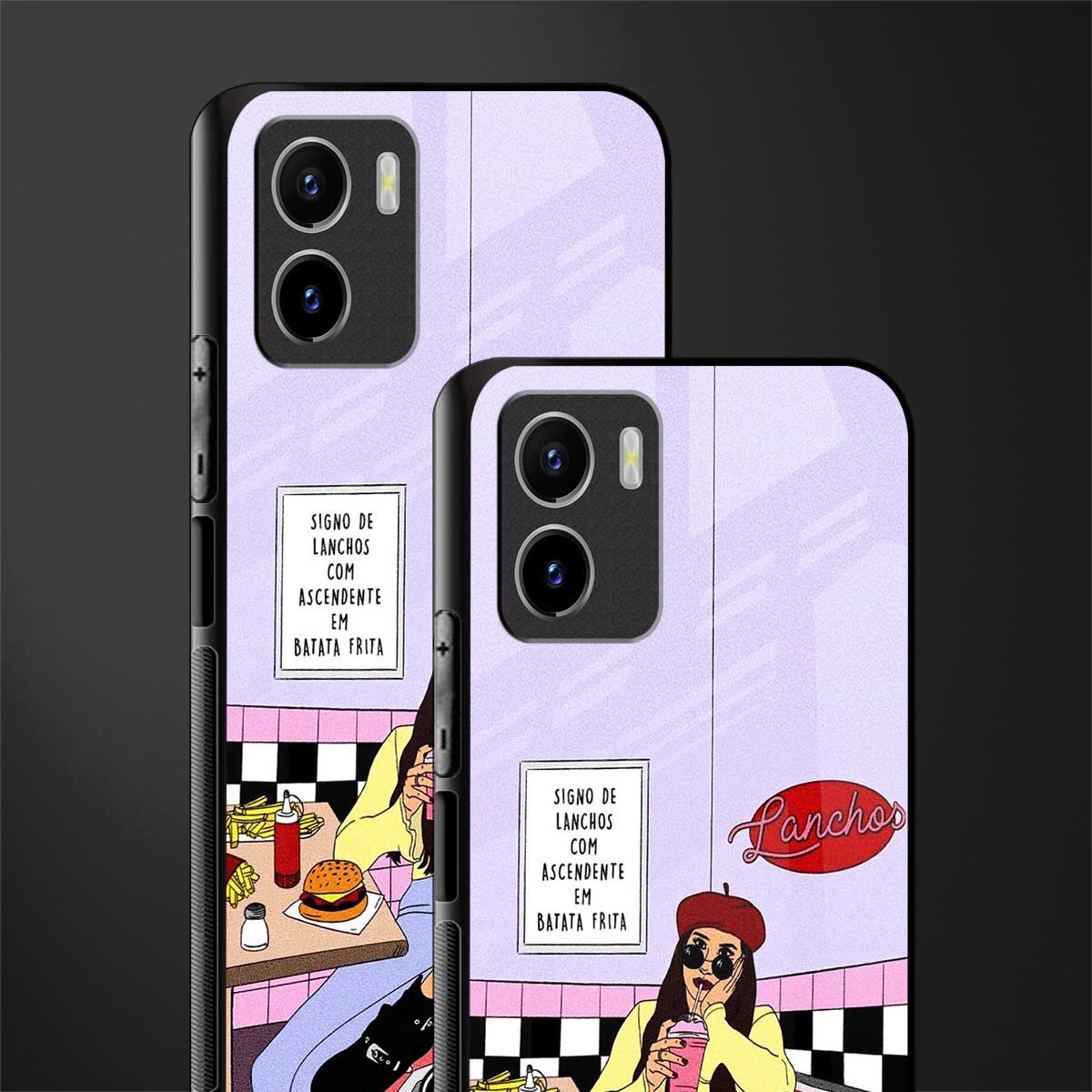 foodie diner back phone cover | glass case for vivo y72