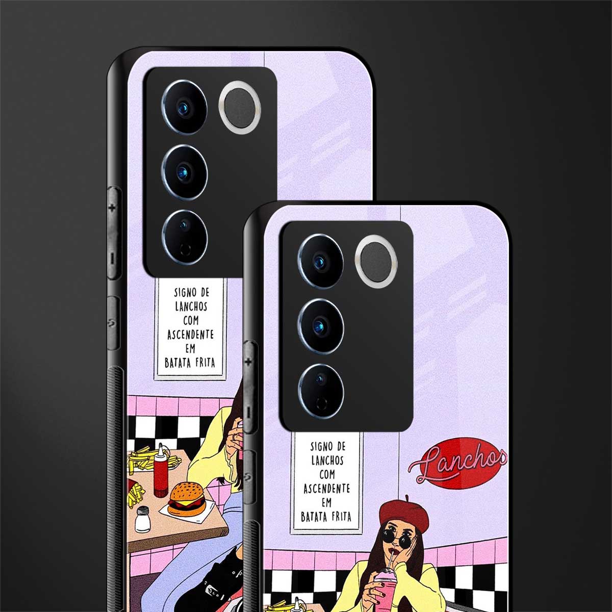 foodie diner back phone cover | glass case for vivo v27 pro 5g