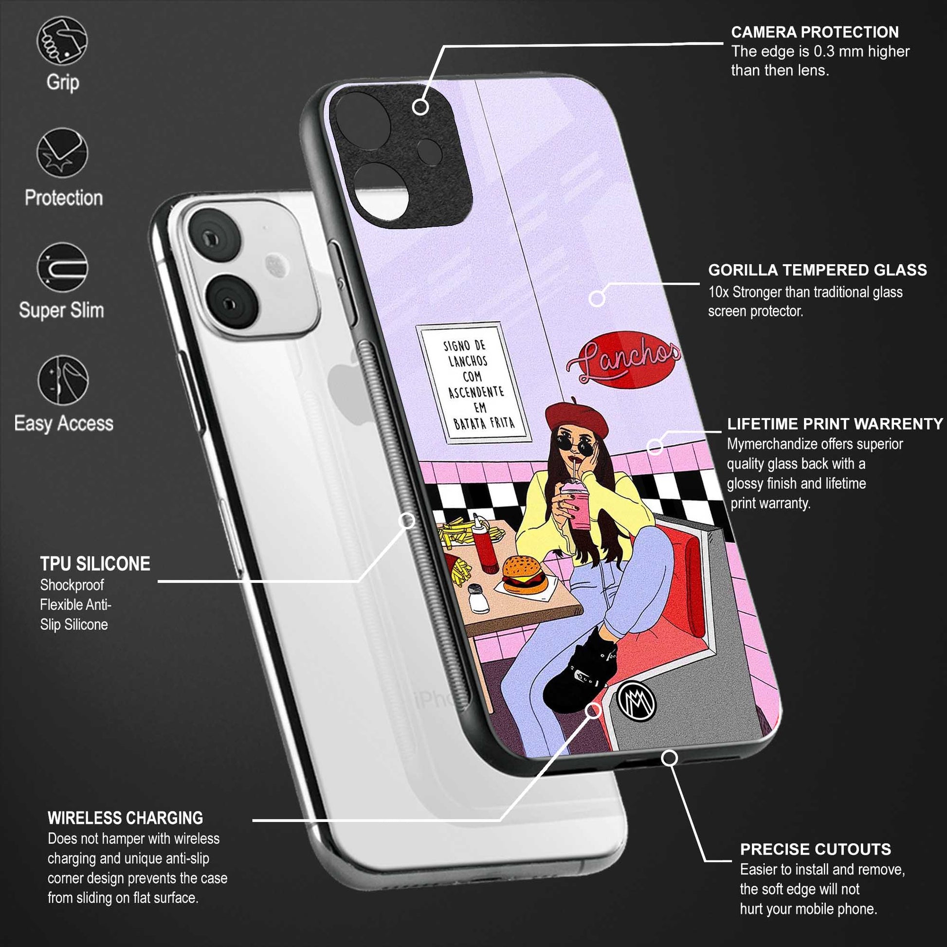 foodie diner back phone cover | glass case for samsung galaxy a14 5g