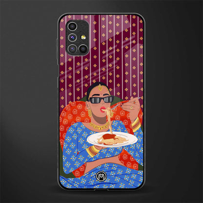 foodie queen glass case for samsung galaxy m51 image