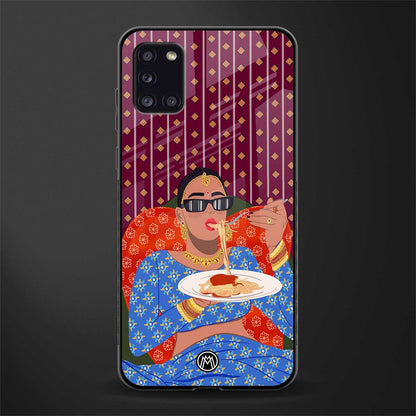 foodie queen glass case for samsung galaxy a31 image