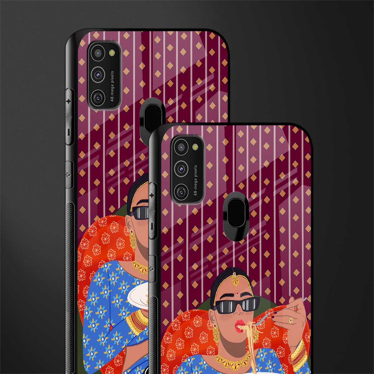 foodie queen glass case for samsung galaxy m21 image-2