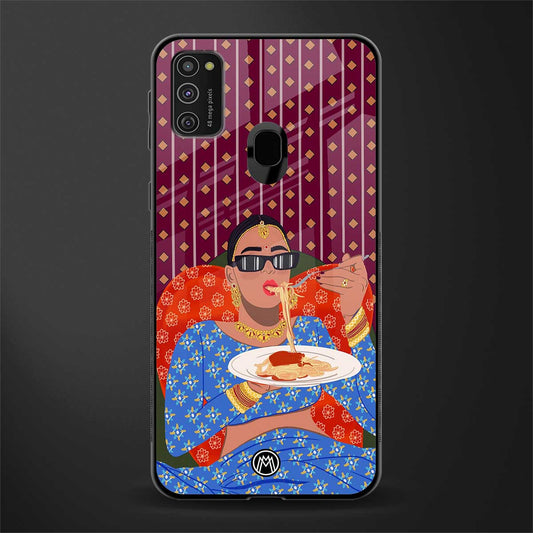 foodie queen glass case for samsung galaxy m30s image