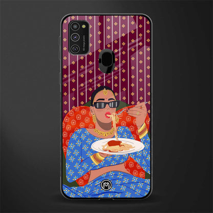 foodie queen glass case for samsung galaxy m21 image