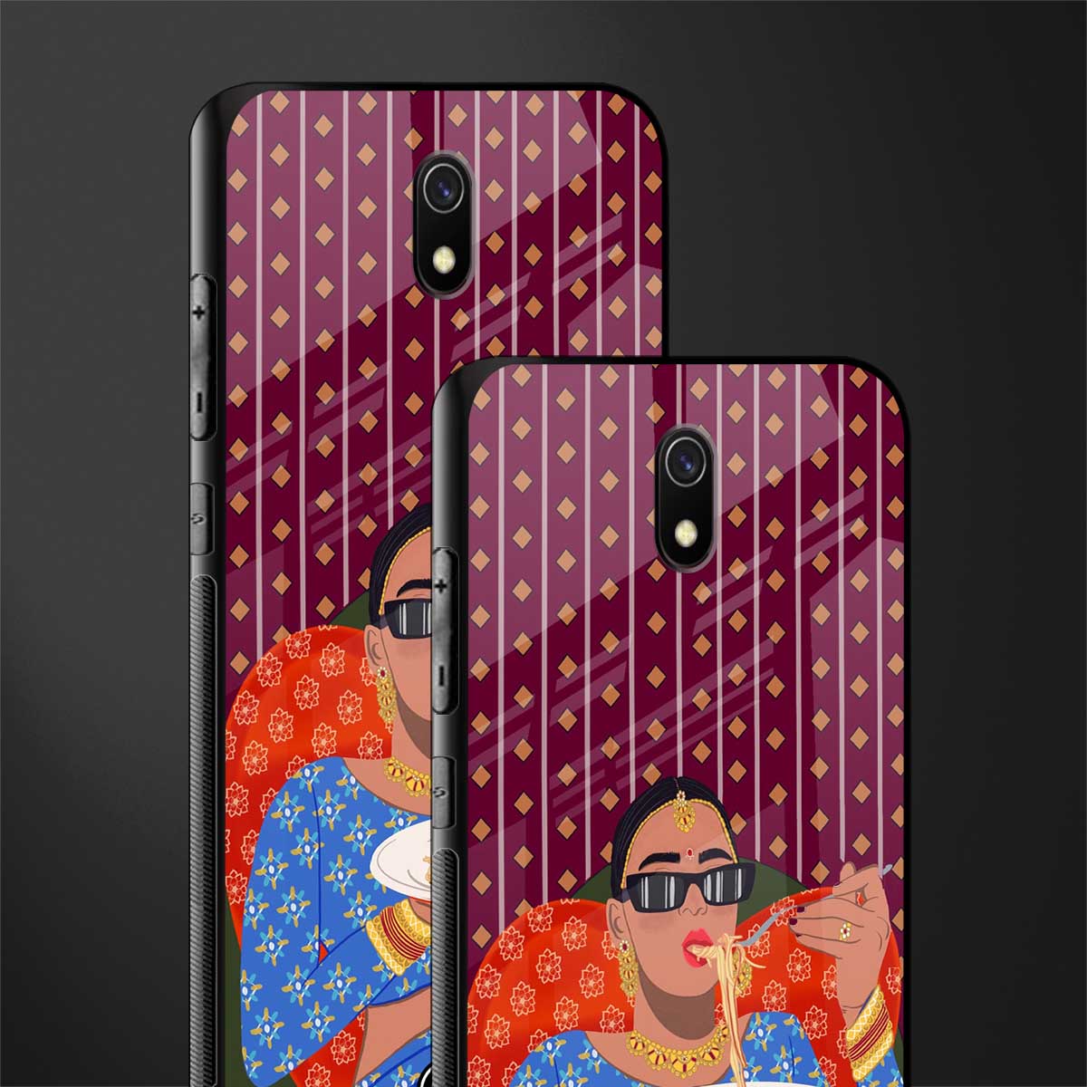 foodie queen glass case for redmi 8a image-2