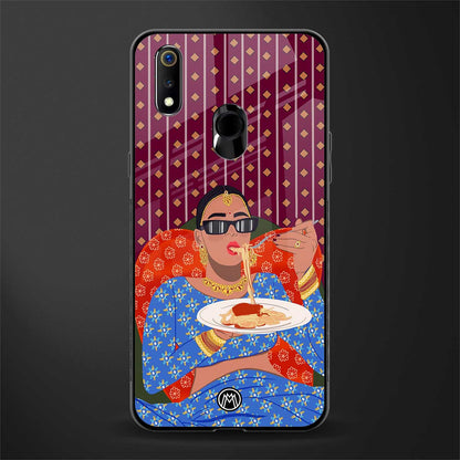 foodie queen glass case for realme 3 image