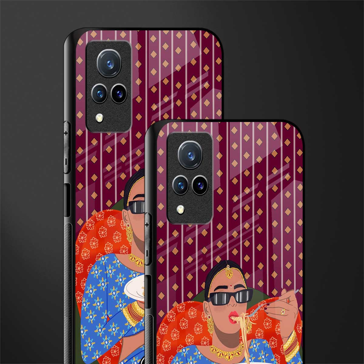 foodie queen glass case for vivo v21 5g image-2