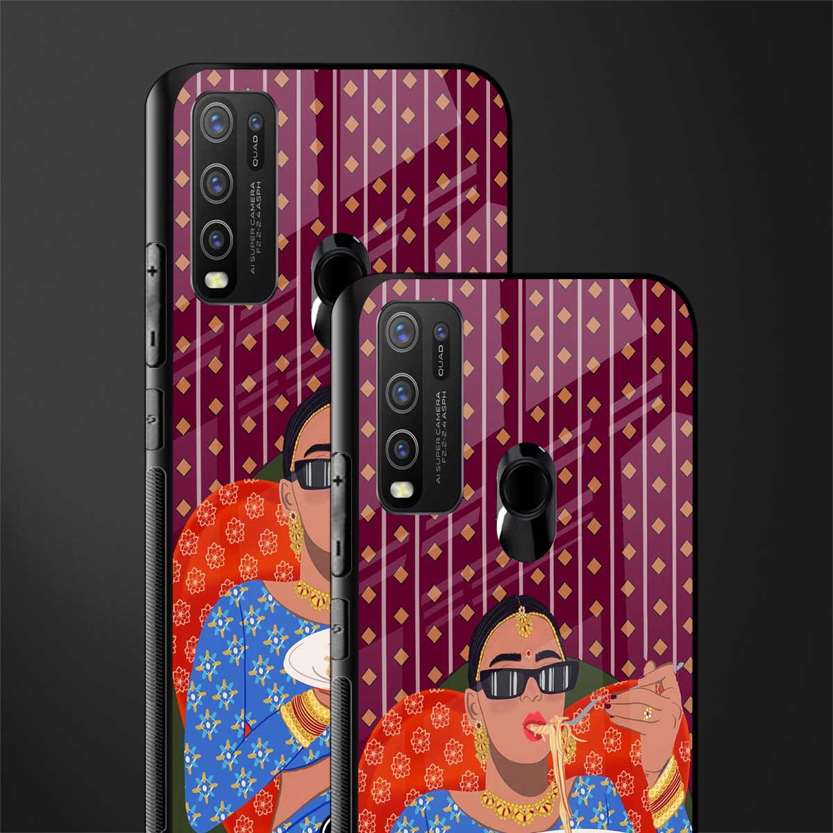 foodie queen glass case for vivo y50 image-2