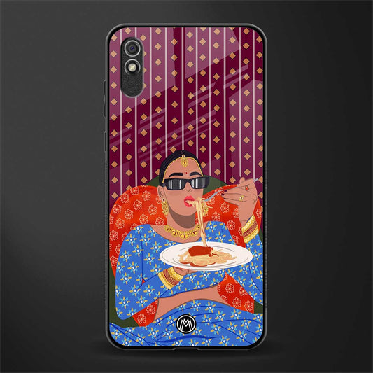 foodie queen glass case for redmi 9i image