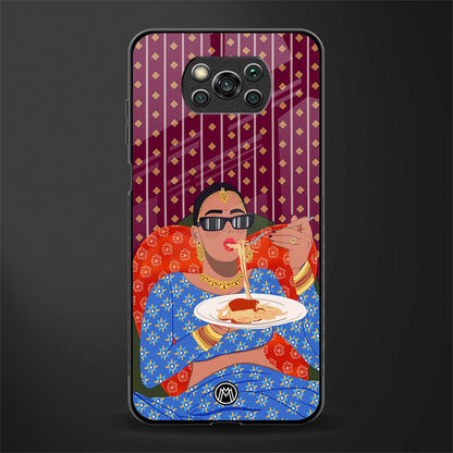 foodie queen glass case for poco x3 image