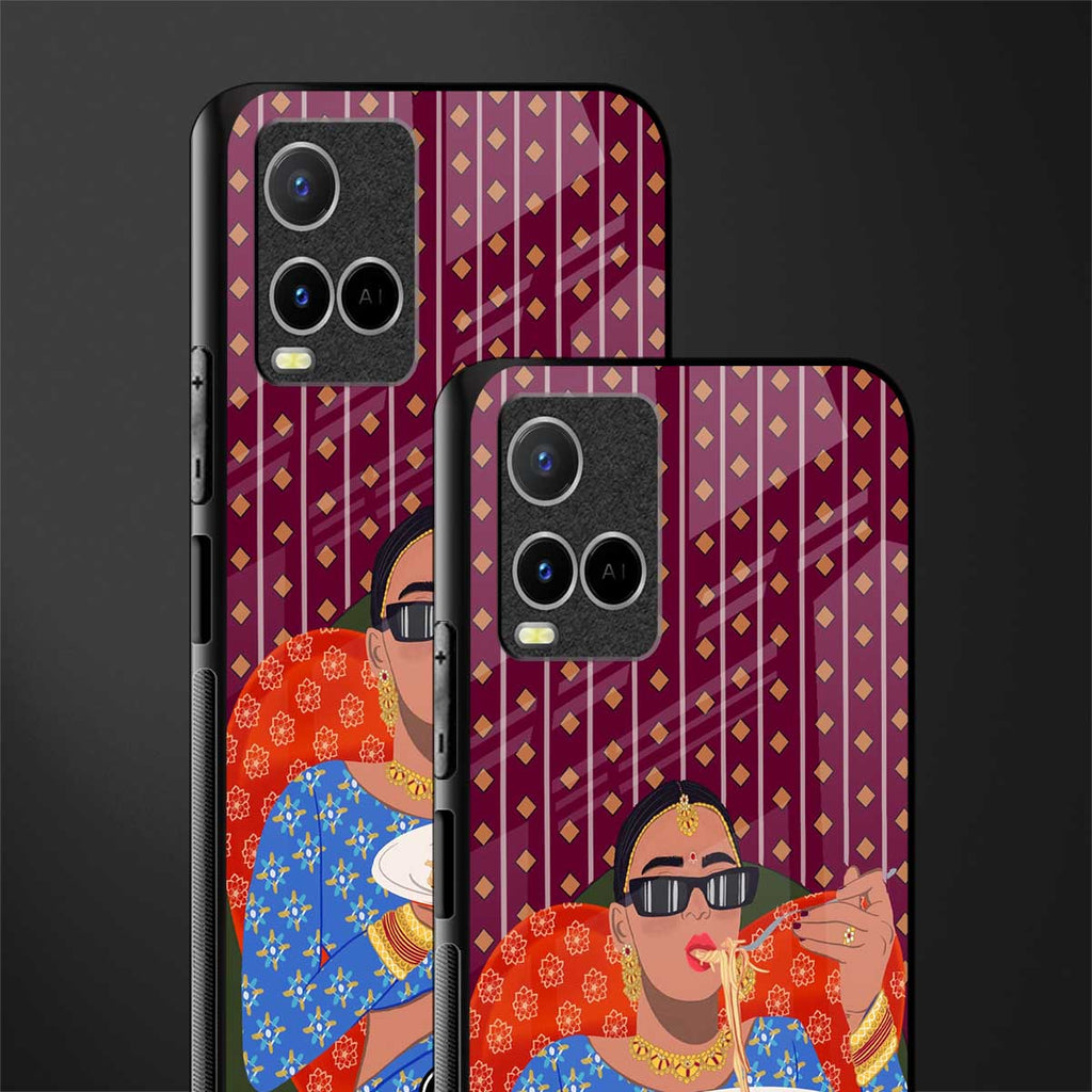 foodie queen glass case for vivo y21s image-2