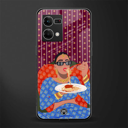 foodie queen back phone cover | glass case for oppo f21 pro 4g