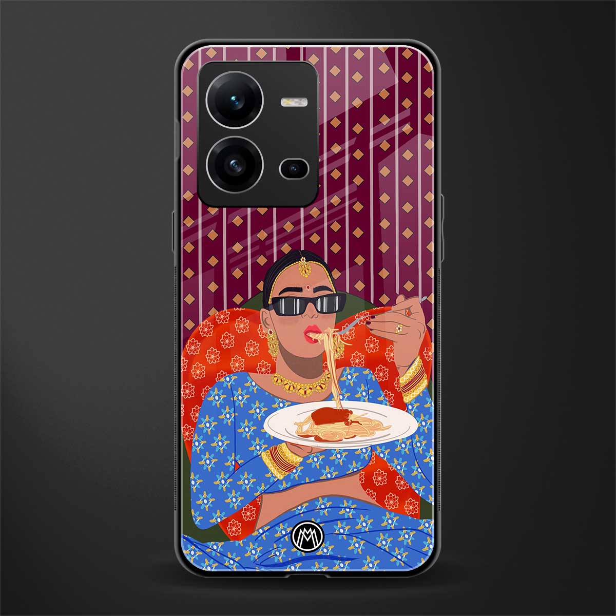 foodie queen back phone cover | glass case for vivo v25-5g