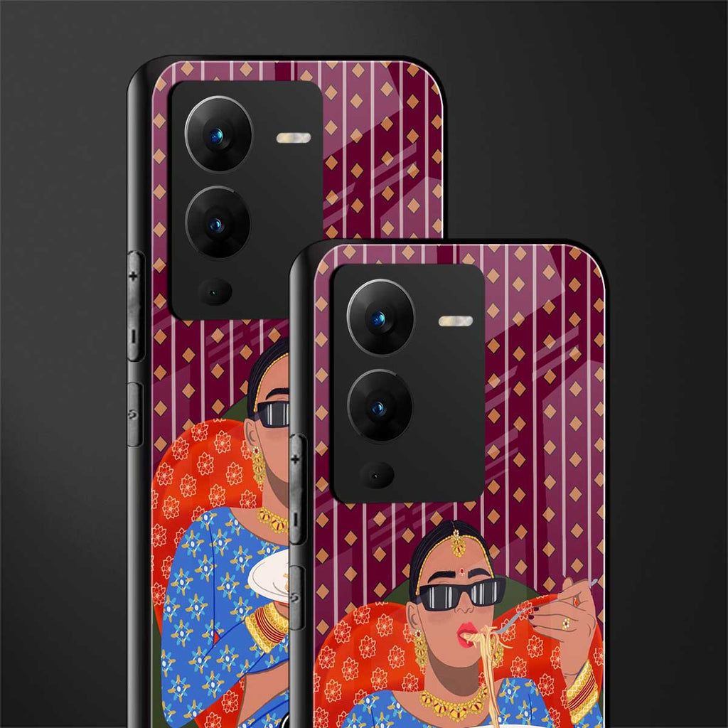 foodie queen back phone cover | glass case for vivo v25 pro 5g