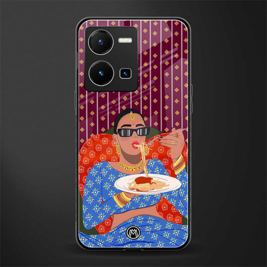 foodie queen back phone cover | glass case for vivo y35 4g