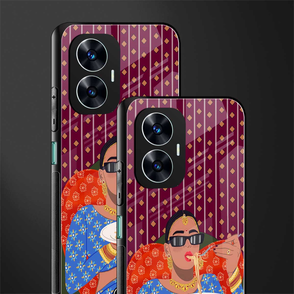 foodie queen back phone cover | glass case for realme c55