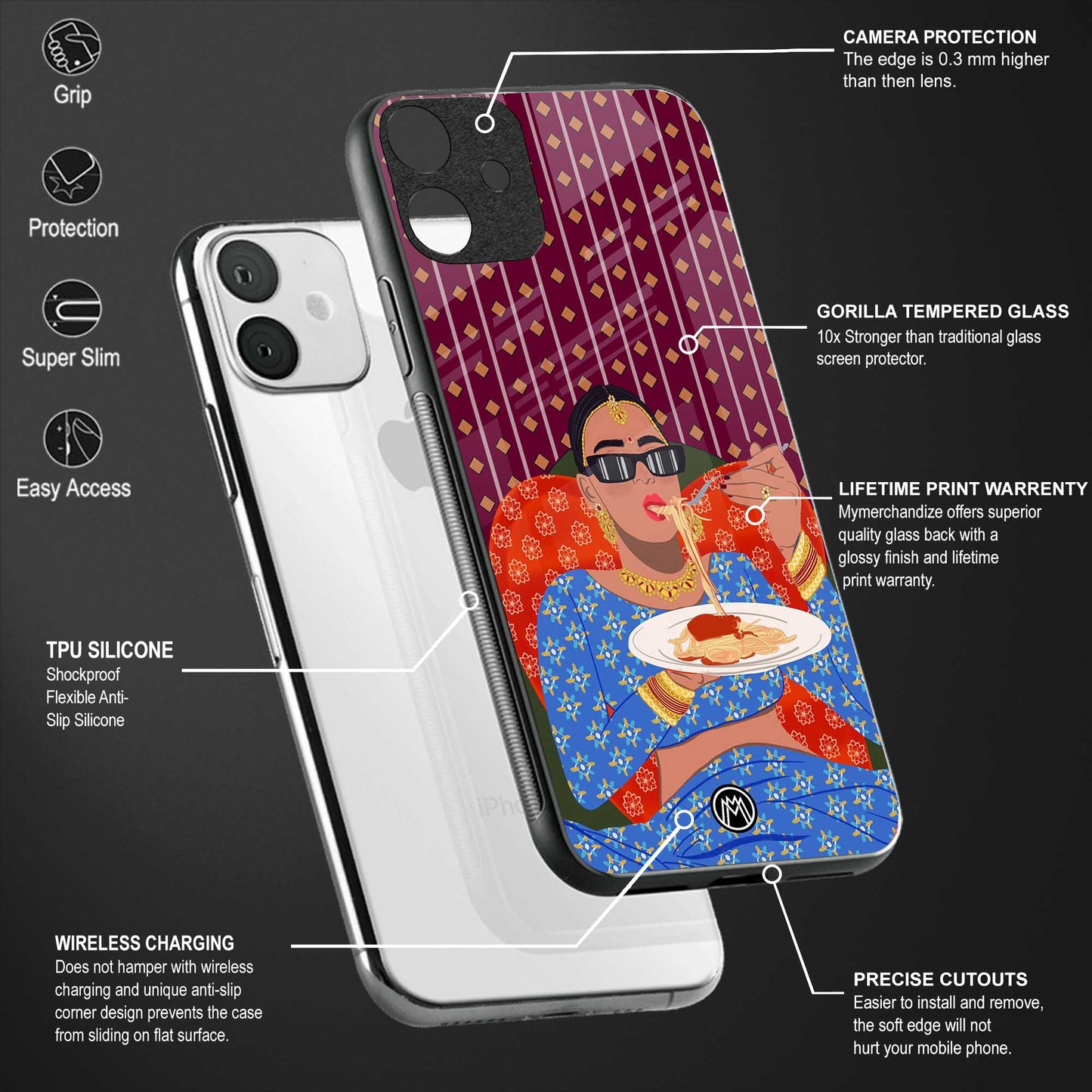 foodie queen back phone cover | glass case for vivo y22