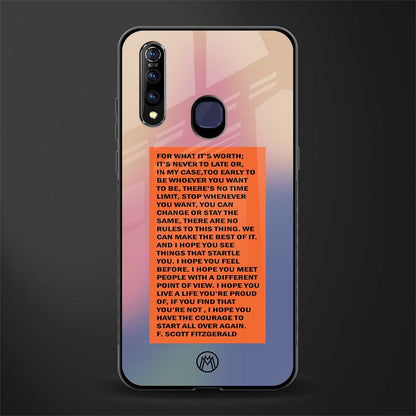 for what it's worth glass case for vivo z1 pro image