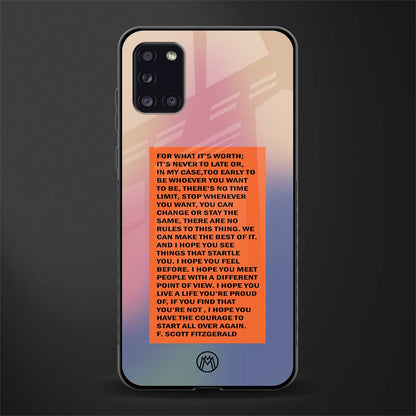 for what it's worth glass case for samsung galaxy a31 image