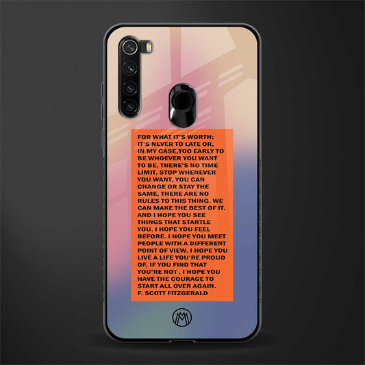 for what it's worth glass case for redmi note 8 image