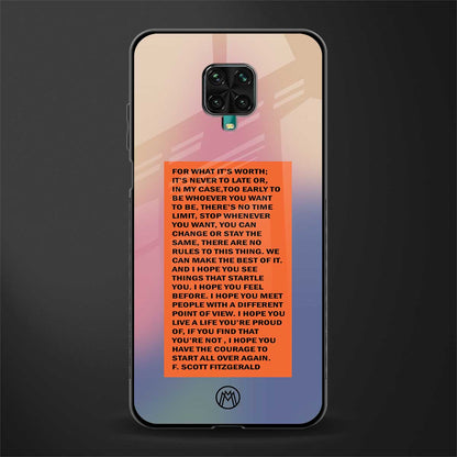 for what it's worth glass case for redmi note 9 pro image