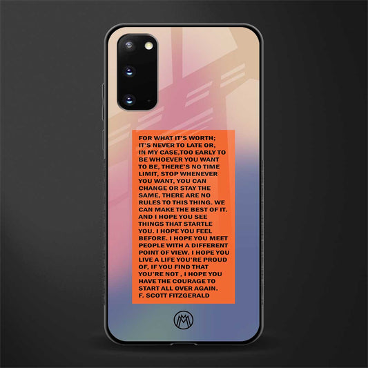 for what it's worth glass case for samsung galaxy s20 image