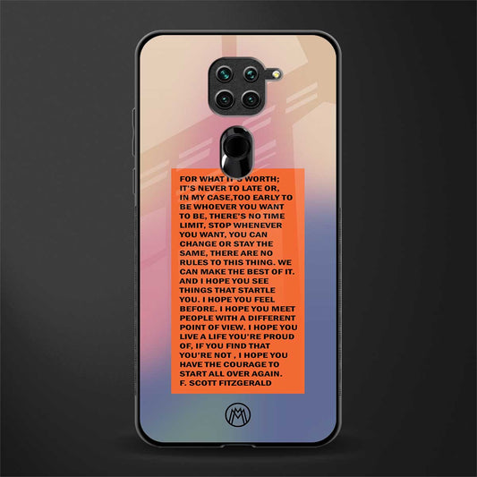 for what it's worth glass case for redmi note 9 image