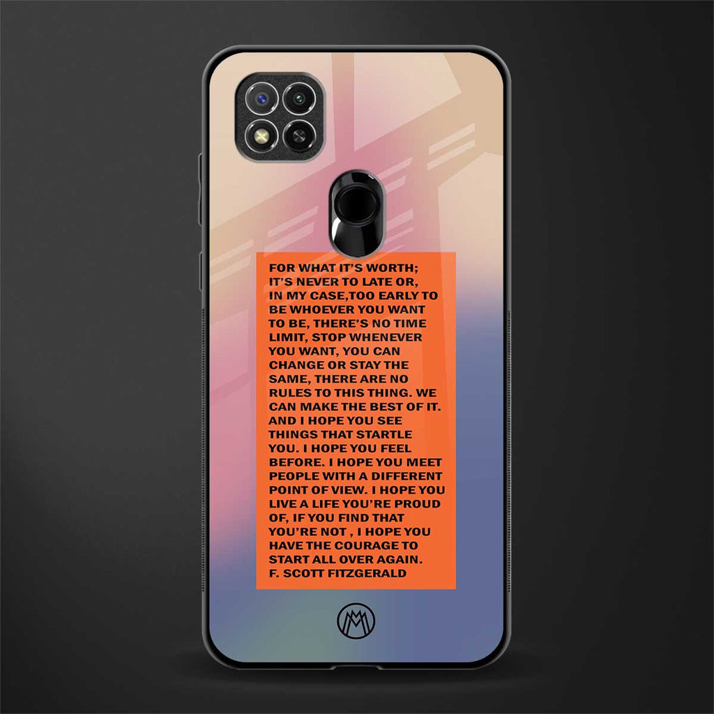 for what it's worth glass case for redmi 9c image