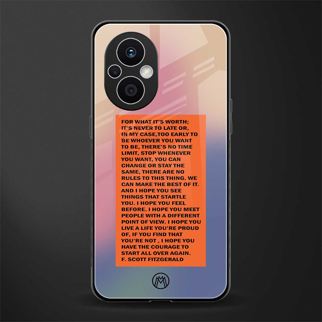 for what it's worth back phone cover | glass case for oppo f21 pro 5g