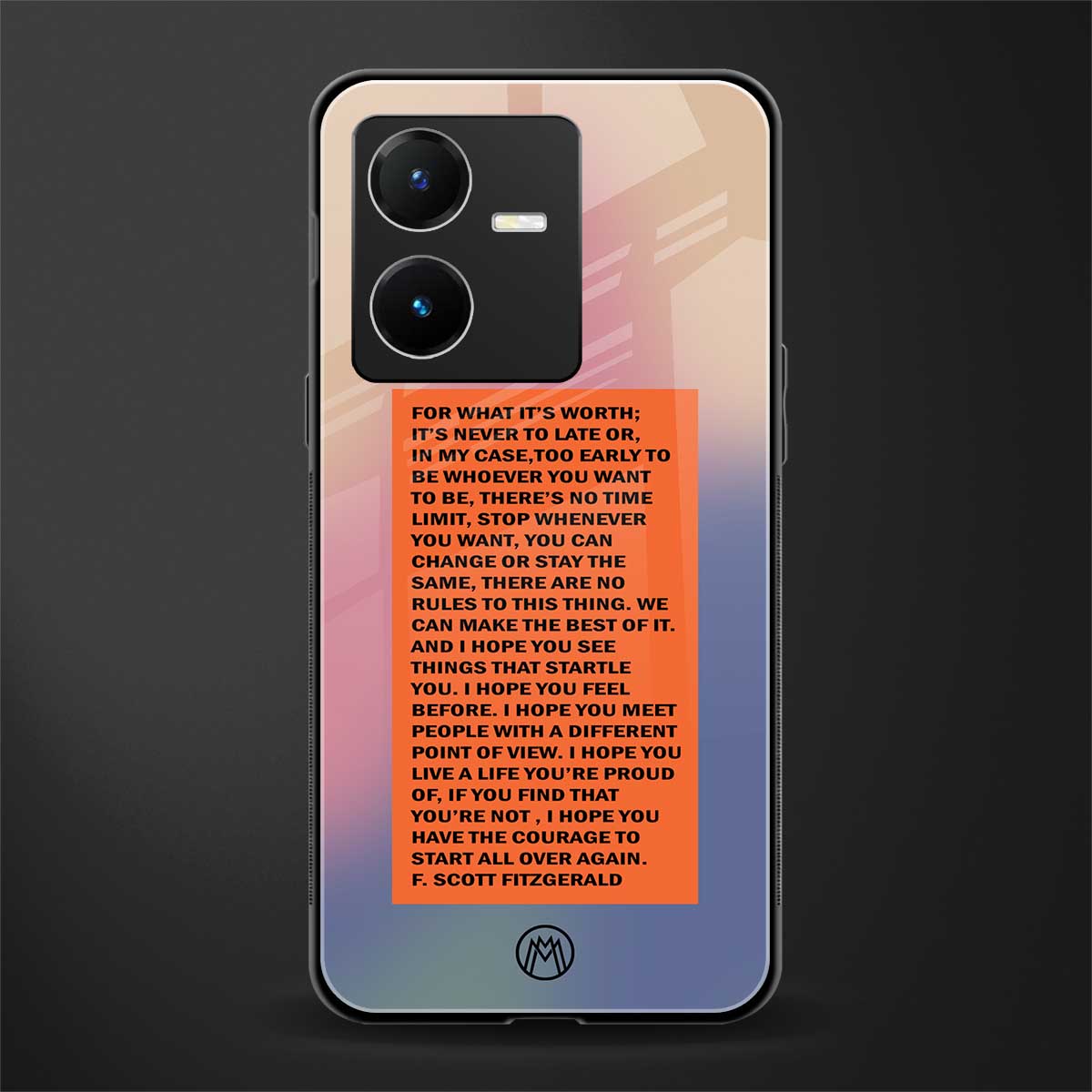 for what it's worth back phone cover | glass case for vivo y22