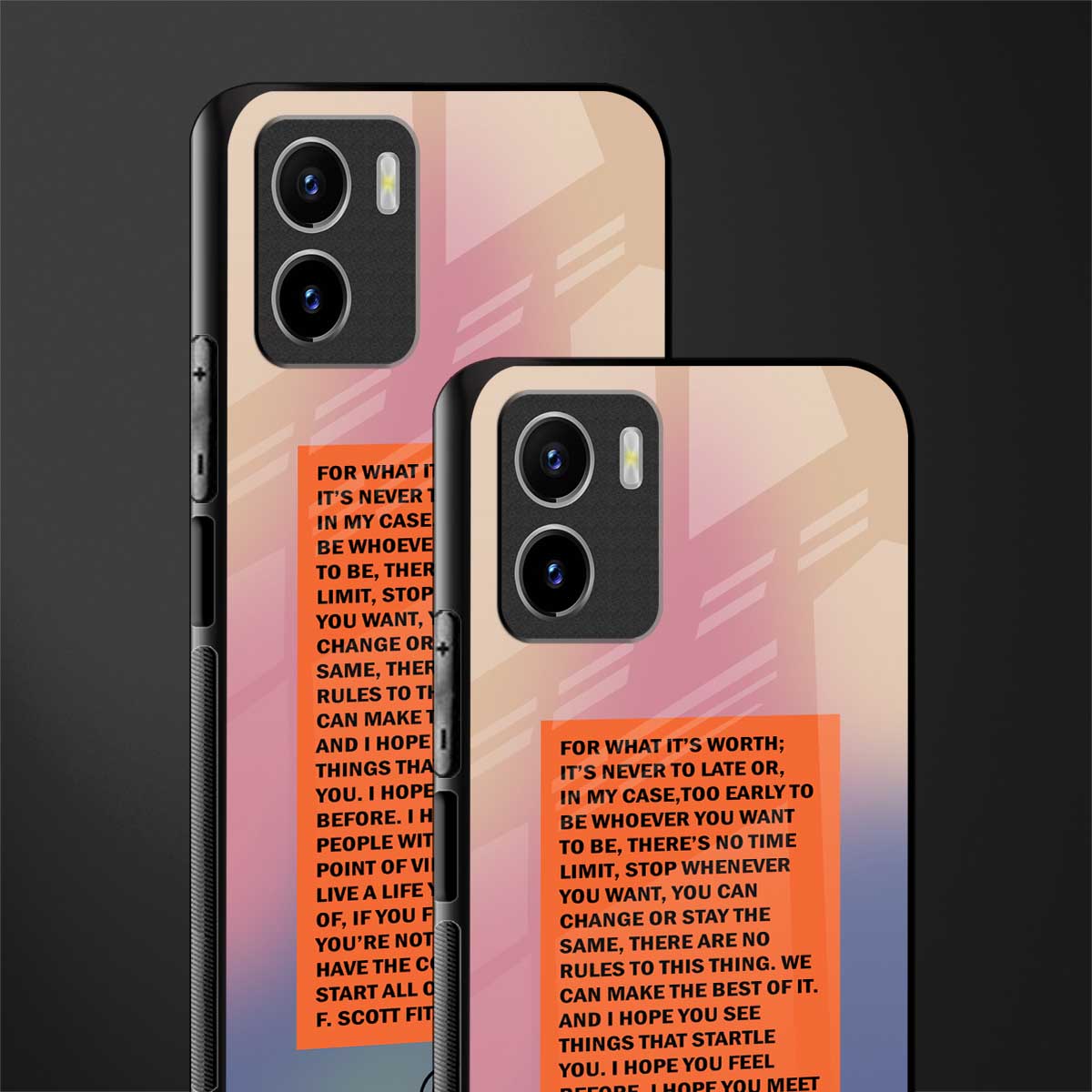 for what it's worth back phone cover | glass case for vivo y72