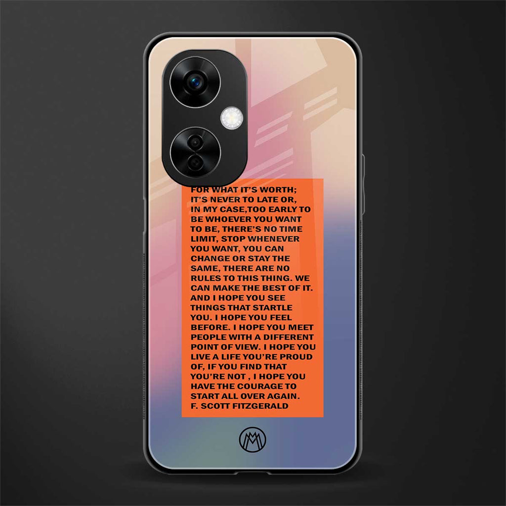 for what it's worth back phone cover | glass case for oneplus nord ce 3 lite