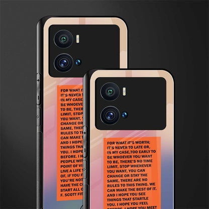 for what it's worth back phone cover | glass case for iQOO 9 Pro