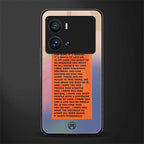 for what it's worth back phone cover | glass case for iQOO 9 Pro