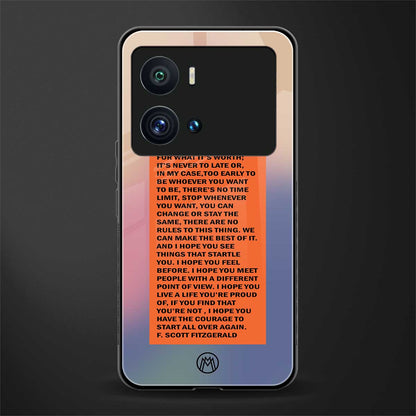 for what it's worth back phone cover | glass case for iQOO 9 Pro