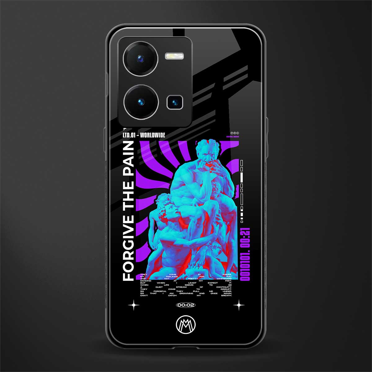 forgive the pain back phone cover | glass case for vivo y35 4g