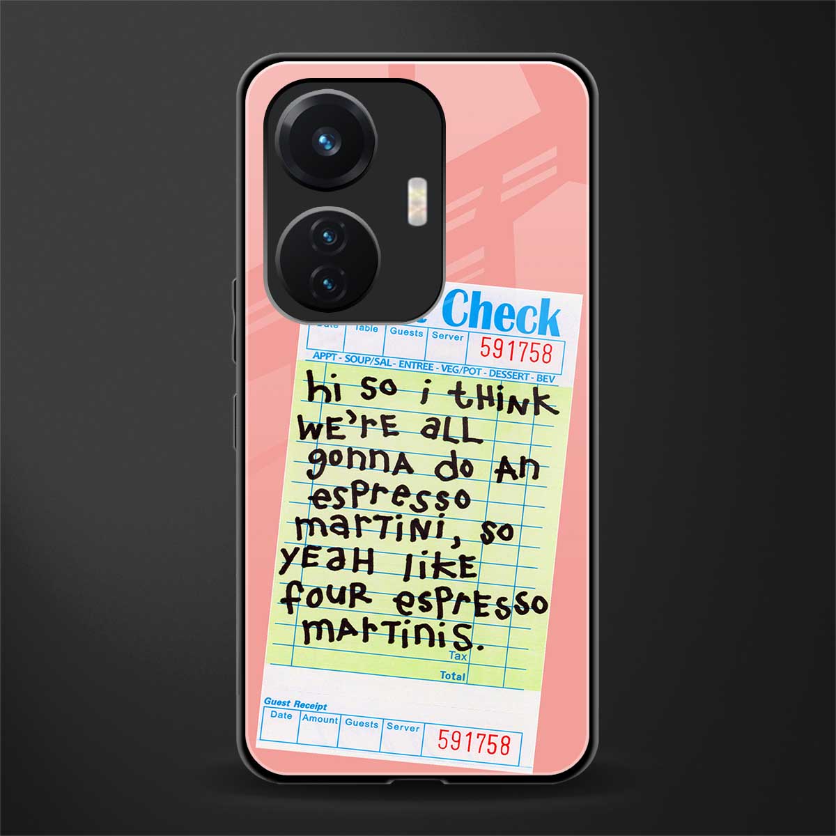 four espresso martinis back phone cover | glass case for vivo t1 44w 4g