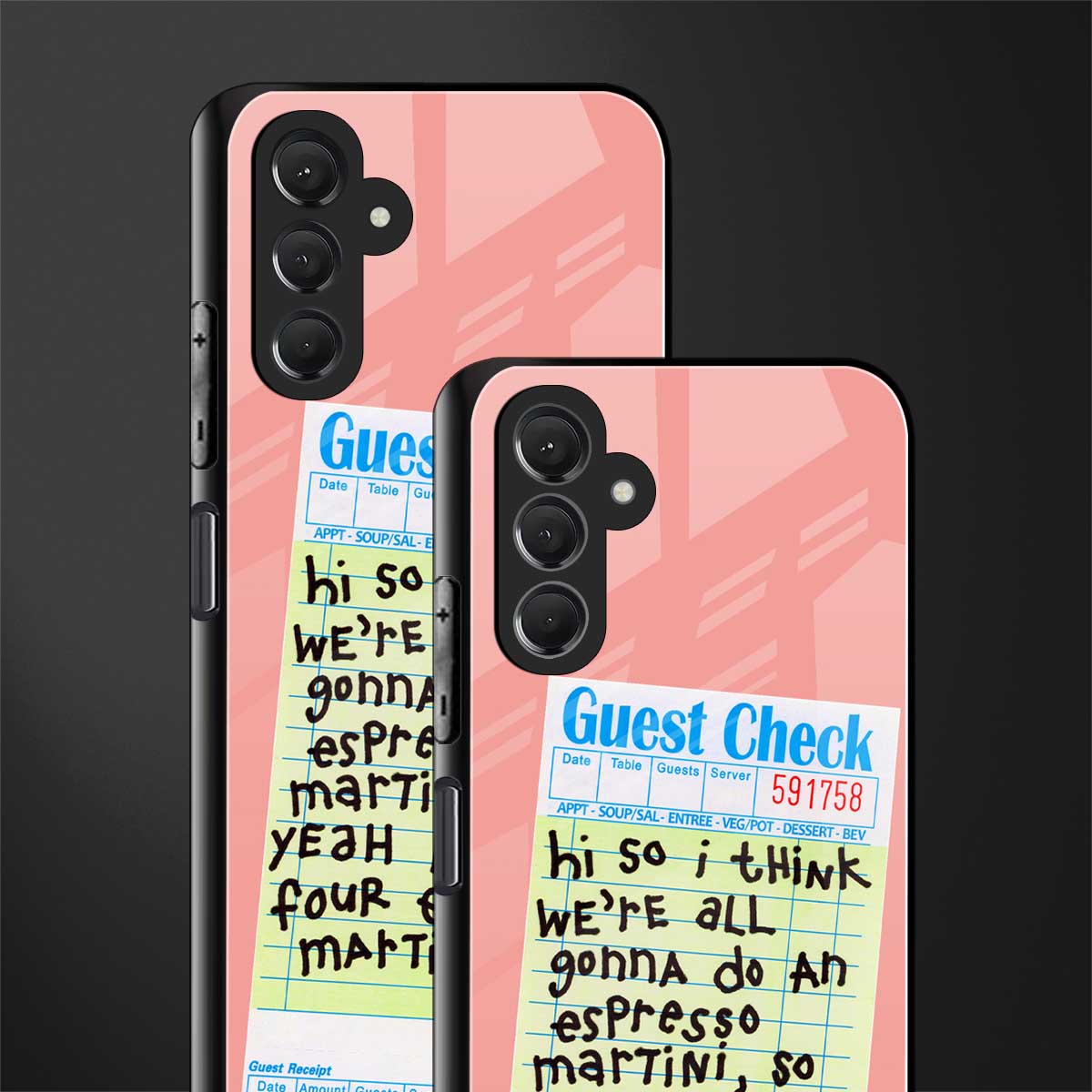 four espresso martinis back phone cover | glass case for samsun galaxy a24 4g