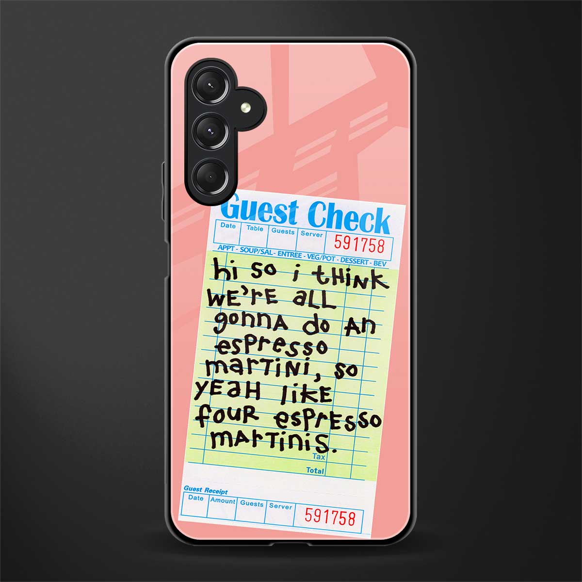four espresso martinis back phone cover | glass case for samsun galaxy a24 4g