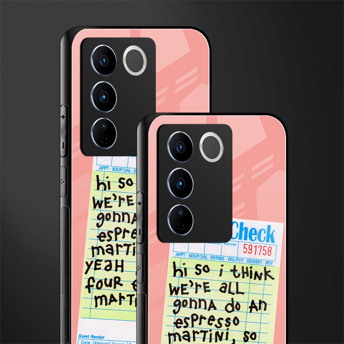 four espresso martinis back phone cover | glass case for vivo v27 pro 5g