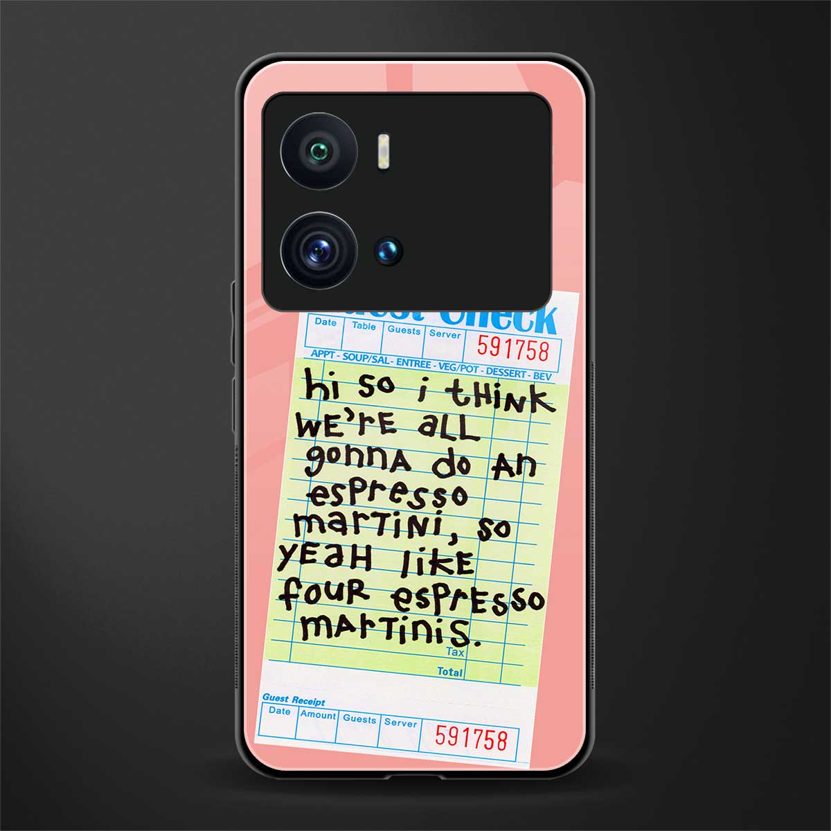 four espresso martinis back phone cover | glass case for iQOO 9 Pro
