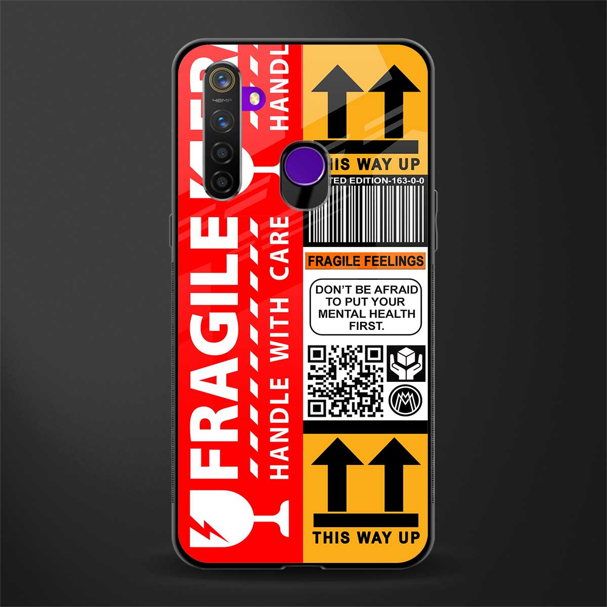 fragile feelings glass case for realme 5 image